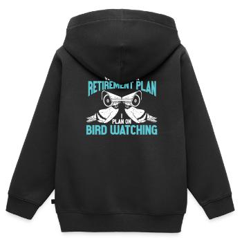 Observation des oiseaux Mignon Amoureux des oiseaux - Sweat Premium à capuche zippé enfant bio - noir - Dos - AI Model Kid Male (0cm)