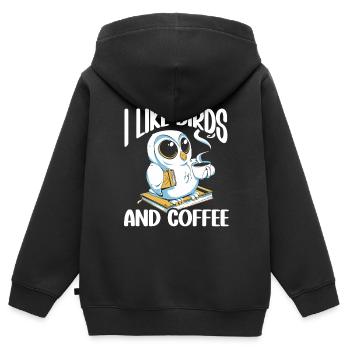 Observation des oiseaux Mignon Amoureux des oiseaux - Sweat Premium à capuche zippé enfant bio - noir - Dos - AI Model Kid Male (0cm)