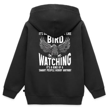 Observation des oiseaux Mignon Amoureux des oiseaux - Sweat Premium à capuche zippé enfant bio - noir - Dos - AI Model Kid Male (0cm)
