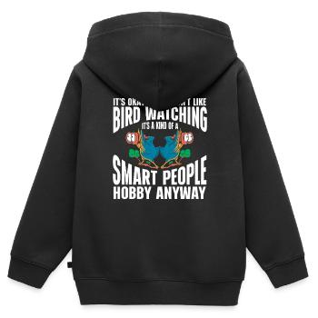 Observation des oiseaux Mignon Amoureux des oiseaux - Sweat Premium à capuche zippé enfant bio - noir - Dos - AI Model Kid Male (0cm)
