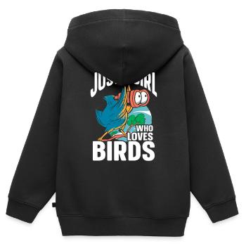 Observation des oiseaux Mignon Amoureux des oiseaux - Sweat Premium à capuche zippé enfant bio - noir - Dos - AI Model Kid Male (0cm)