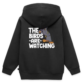 Observation des oiseaux Mignon Amoureux des oiseaux - Sweat Premium à capuche zippé enfant bio - noir - Dos - AI Model Kid Male (0cm)