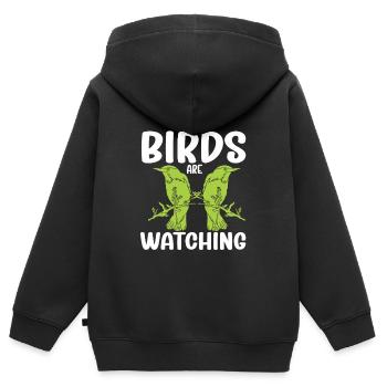 Observation des oiseaux Mignon Amoureux des oiseaux - Sweat Premium à capuche zippé enfant bio - noir - Dos - AI Model Kid Male (0cm)