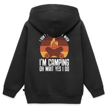 Camping Feu de camp Camper - Sweat Premium à capuche zippé enfant bio - noir - Dos - AI Model Kid Male (0cm)