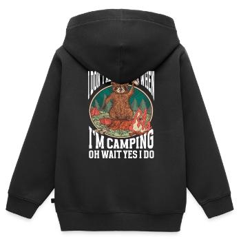 Camping Feu de camp Camper - Sweat Premium à capuche zippé enfant bio - noir - Dos - AI Model Kid Male (0cm)