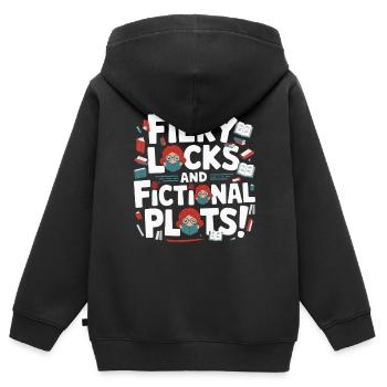 Rothaariger Bücherwurm Ingwer Haare Lesebücher - Kinder Premium Organic Zip Hoodie - Schwarz - Hinten - AI Model Kid Male (0cm)