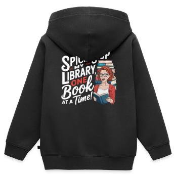 Rothaariger Bücherwurm Ingwer Haare Lesebücher - Kinder Premium Organic Zip Hoodie - Schwarz - Hinten - AI Model Kid Male (0cm)