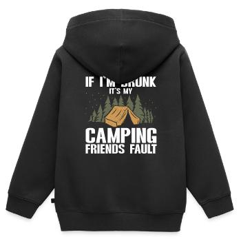 Camping Feu de camp Camper - Sweat Premium à capuche zippé enfant bio - noir - Dos - AI Model Kid Male (0cm)