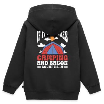 Camping Feu de camp Camper - Sweat Premium à capuche zippé enfant bio - noir - Dos - AI Model Kid Male (0cm)