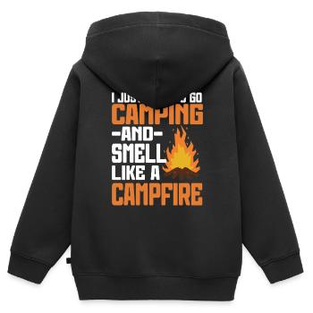 Camping Feu de camp Camper - Sweat Premium à capuche zippé enfant bio - noir - Dos - AI Model Kid Male (0cm)