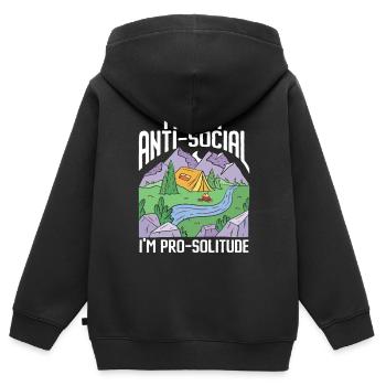 Camping Feu de camp Camper - Sweat Premium à capuche zippé enfant bio - noir - Dos - AI Model Kid Male (0cm)