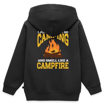 Camping Feu de camp Camper - Sweat Premium à capuche zippé enfant bio - noir - Dos - AI Model Kid Male (0cm)