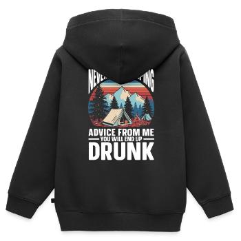 Camping Feu de camp Camper - Sweat Premium à capuche zippé enfant bio - noir - Dos - AI Model Kid Male (0cm)