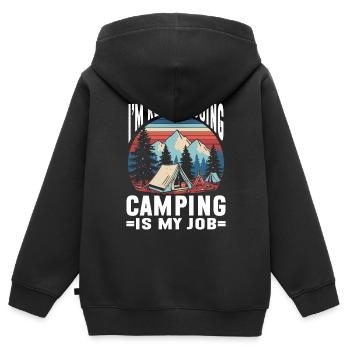 Camping Feu de camp Camper - Sweat Premium à capuche zippé enfant bio - noir - Dos - AI Model Kid Male (0cm)