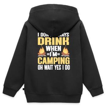 Camping Feu de camp Camper - Sweat Premium à capuche zippé enfant bio - noir - Dos - AI Model Kid Male (0cm)