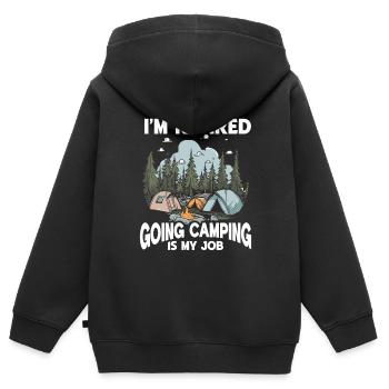 Camping Feu de camp Camper - Sweat Premium à capuche zippé enfant bio - noir - Dos - AI Model Kid Male (0cm)