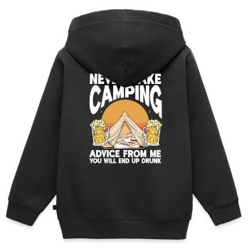 Camping Feu de camp Camper - Sweat Premium à capuche zippé enfant bio - noir - Dos - AI Model Kid Male (0cm)