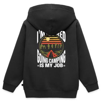 Camping Feu de camp Camper - Sweat Premium à capuche zippé enfant bio - noir - Dos - AI Model Kid Male (0cm)