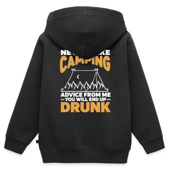 Camping Feu de camp Camper - Sweat Premium à capuche zippé enfant bio - noir - Dos - AI Model Kid Male (0cm)