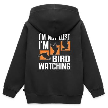 Observation des oiseaux Mignon Amoureux des oiseaux - Sweat Premium à capuche zippé enfant bio - noir - Dos - AI Model Kid Male (0cm)