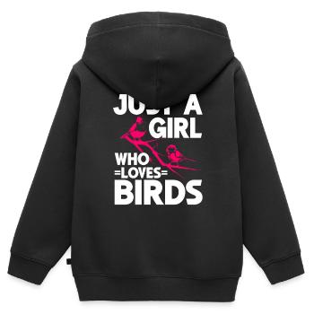 Observation des oiseaux Mignon Amoureux des oiseaux - Sweat Premium à capuche zippé enfant bio - noir - Dos - AI Model Kid Male (0cm)