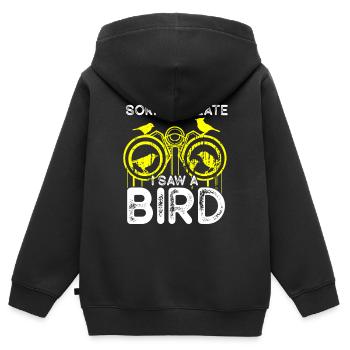Observation des oiseaux Mignon Amoureux des oiseaux - Sweat Premium à capuche zippé enfant bio - noir - Dos - AI Model Kid Male (0cm)