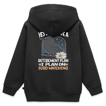 Observation des oiseaux Mignon Amoureux des oiseaux - Sweat Premium à capuche zippé enfant bio - noir - Dos - AI Model Kid Male (0cm)