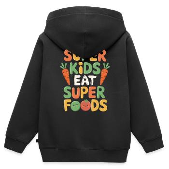 Gesunde Essgewohnheiten für Kinder Essen Sie grün - Kinder Premium Organic Zip Hoodie - Schwarz - Hinten - AI Model Kid Male (0cm)