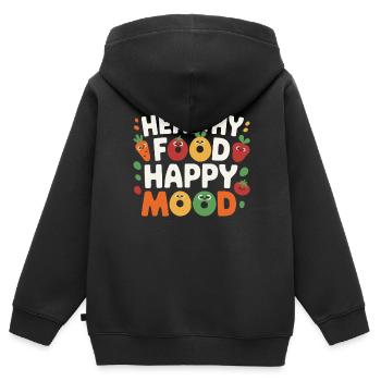 Gesunde Essgewohnheiten für Kinder Essen Sie grün - Kinder Premium Organic Zip Hoodie - Schwarz - Hinten - AI Model Kid Male (0cm)