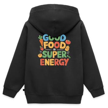 Gesunde Essgewohnheiten für Kinder Essen Sie grün - Kinder Premium Organic Zip Hoodie - Schwarz - Hinten - AI Model Kid Male (0cm)