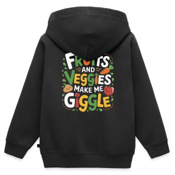 Gesunde Essgewohnheiten für Kinder Essen Sie grün - Kinder Premium Organic Zip Hoodie - Schwarz - Hinten - AI Model Kid Male (0cm)