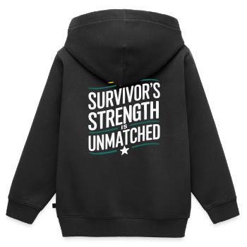 Krebsüberlebende Chemotherapie Chemotherapie besiegt Krebs - Kinder Premium Organic Zip Hoodie - Schwarz - Hinten - AI Model Kid Male (0cm)