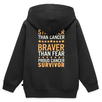Krebsüberlebende Chemotherapie Chemotherapie besiegt Krebs - Kinder Premium Organic Zip Hoodie - Schwarz - Hinten - AI Model Kid Male (0cm)