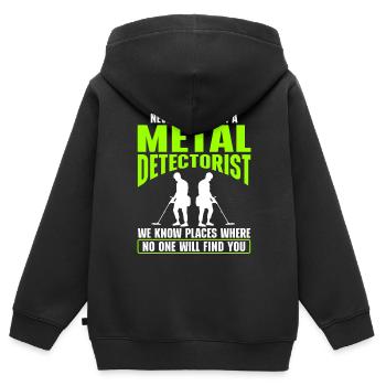 Metal Detectorist Metal Detecting - Kinder Premium Organic Zip Hoodie - Schwarz - Hinten - AI Model Kid Male (0cm)