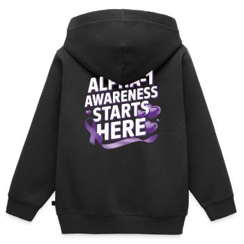 Trouble de la conscience du déficit en alpha-1 antitrypsine - Sweat Premium à capuche zippé enfant bio - noir - Dos - AI Model Kid Male (0cm)
