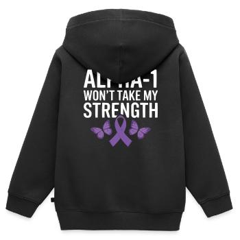 Trouble de la conscience du déficit en alpha-1 antitrypsine - Sweat Premium à capuche zippé enfant bio - noir - Dos - AI Model Kid Male (0cm)