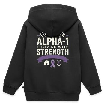 Trouble de la conscience du déficit en alpha-1 antitrypsine - Sweat Premium à capuche zippé enfant bio - noir - Dos - AI Model Kid Male (0cm)
