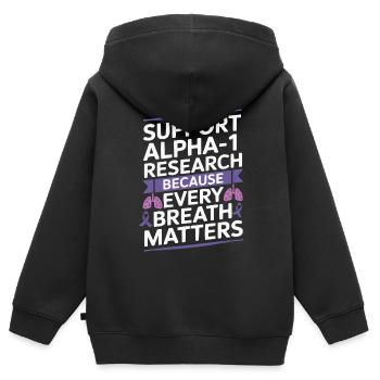 Trouble de la conscience du déficit en alpha-1 antitrypsine - Sweat Premium à capuche zippé enfant bio - noir - Dos - AI Model Kid Male (0cm)