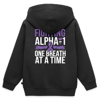 Trouble de la conscience du déficit en alpha-1 antitrypsine - Sweat Premium à capuche zippé enfant bio - noir - Dos - AI Model Kid Male (0cm)