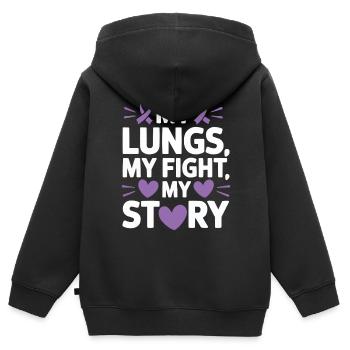 Trouble de la conscience du déficit en alpha-1 antitrypsine - Sweat Premium à capuche zippé enfant bio - noir - Dos - AI Model Kid Male (0cm)