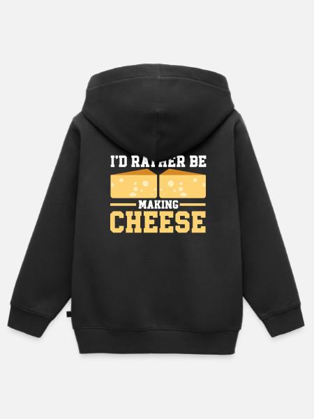Cheese Making Cheese Lover - Kids Premium Organic Zip-up Hoodie - black