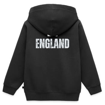 Drapeau de l’Angleterre, patriote anglais - Sweat Premium à capuche zippé enfant bio - noir - Dos - AI Model Kid Male (0cm)