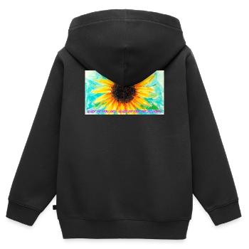 Sonnenblume Farbrausch Kunst - Kinder Premium Organic Zip Hoodie - Schwarz - Hinten - AI Model Kid Male (0cm)