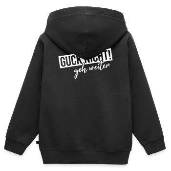 Guck nicht geh weiter - Kinder Premium Organic Zip Hoodie - Schwarz - Hinten - AI Model Kid Male (0cm)