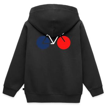 Vélo blanc bleu rouge  - Sweat Premium à capuche zippé enfant bio - noir - Dos - AI Model Kid Male (0cm)