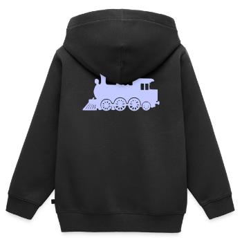 Silhouette de locomotive à vapeur Conception de train ancien - Sweat Premium à capuche zippé enfant bio - noir - Dos - AI Model Kid Male (0cm)