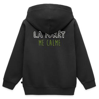 La Forêt M'Apaise - Design Nature - Sweat Premium à capuche zippé enfant bio - noir - Dos - AI Model Kid Male (0cm)