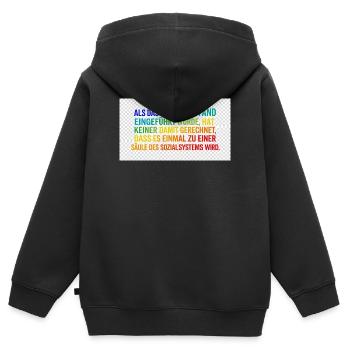 Flaschenpfand als Säule des Systems - Kinder Premium Organic Zip Hoodie - Schwarz - Hinten - AI Model Kid Male (0cm)