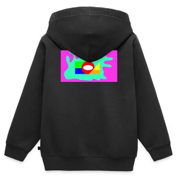 Geometric Color Block Collage Neon - Kids Premium Organic Zip-up Hoodie - black - Back - AI Model Kid Male (0cm)