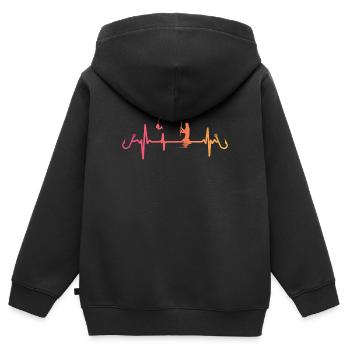 Angeln Sunset Heartbeat Angler Angelrute - Kinder Premium Organic Zip Hoodie - Schwarz - Hinten - AI Model Kid Male (0cm)